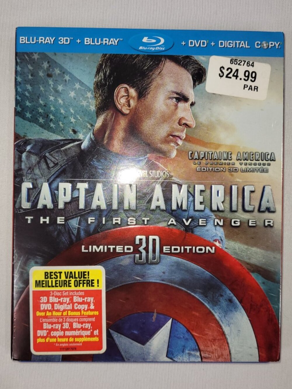 Blu-Ray DVD Marvel 2011 Captain America First Avenger 3D Cinematic Universe
